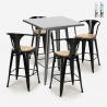 ensemble table 60x60cm 4 tabourets bar cuisine industriel bucket top light Promotion