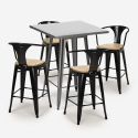 ensemble table 60x60cm 4 tabourets bar cuisine industriel bucket top light Caractéristiques