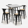 ensemble table 60x60cm 4 tabourets bar cuisine industriel bucket top light Caractéristiques