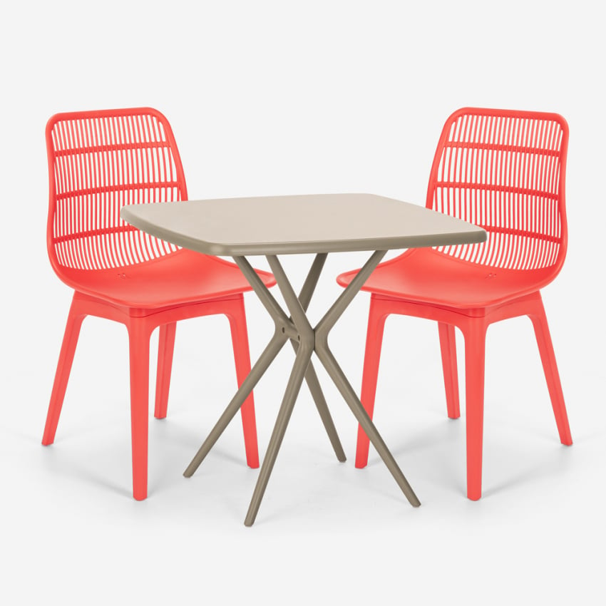 Ensemble de table carrée Supreme (90x90 cm) et 4 chaises de jardin