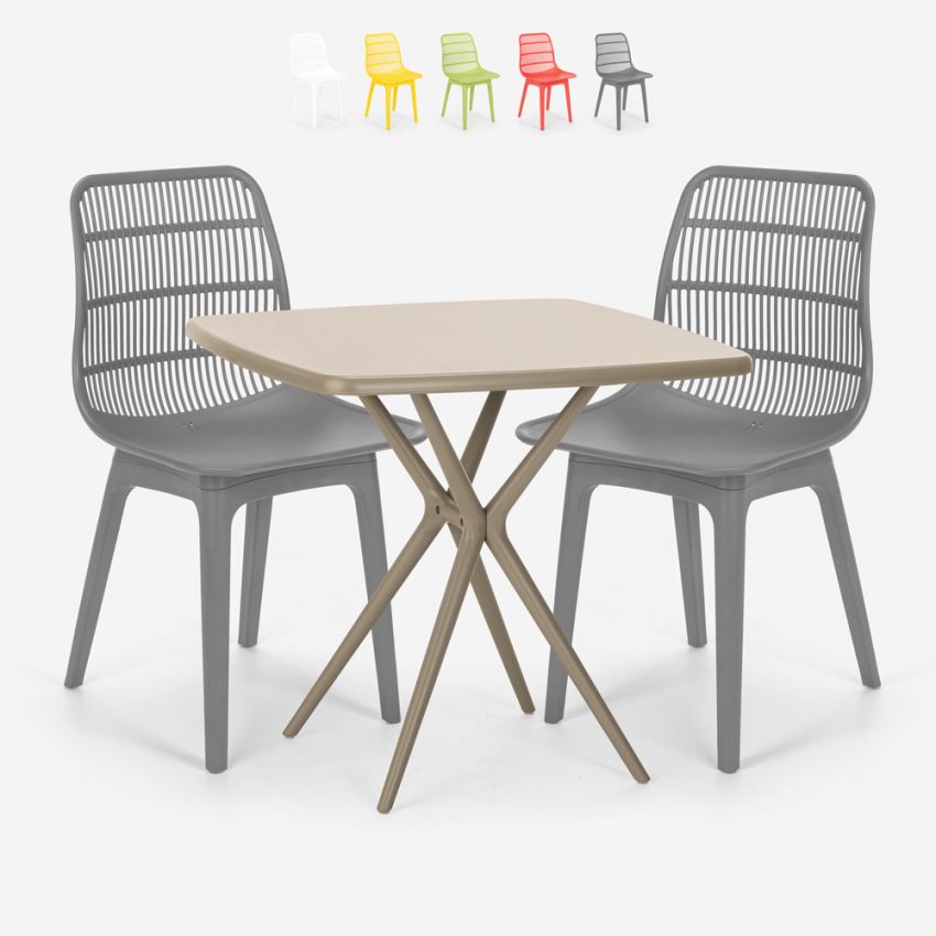 Ensemble 2 Chaises Polypropylène et 1 Table Carrée Beige 70x70cm jardin Cuisine Restaurant Design Cevis Dimensions Ensemble 2 Chaises Polypropylène et 1 Table Carrée Beige 70x70cm jardin Cuisine Restaurant Design Cevis Dimensions
