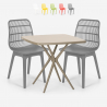 Ensemble 2 Chaises Polypropylène et 1 Table Carrée Beige 70x70cm jardin Cuisine Restaurant Design Cevis Dimensions