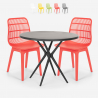 Ensemble Table Ronde Noire 80cm et 2 Chaises Polypropylène Jardin Cuisine Bardus Dark Dimensions