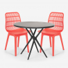 Ensemble Table Ronde Noire 80cm et 2 Chaises Polypropylène Jardin Cuisine Bardus Dark Achat