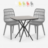 Ensemble Table Carrée 70x70cm Noire et 2 Chaises Design Moderne Jardin Cuisine Cevis Dark 