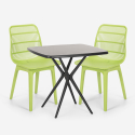 Ensemble Table Carrée 70x70cm Noire et 2 Chaises Design Moderne Jardin Cuisine Cevis Dark Offre