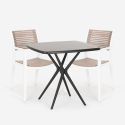 Ensemble Table Carrée Noire 70x70cm et 2 Chaises Design Moderne Restaurant Cuisine Jardin Clue Dark Remises
