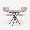 Ensemble Table Carrée Noire 70x70cm et 2 Chaises Design Moderne Restaurant Cuisine Jardin Clue Dark Remises