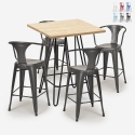 ensemble 4 tabourets table bois 60x60cm industriel bar cuisine mason Réductions