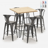 ensemble 4 tabourets table bois 60x60cm industriel bar cuisine mason Réductions