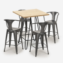 ensemble 4 tabourets table bois 60x60cm industriel bar cuisine mason Achat