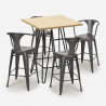 ensemble 4 tabourets table bois 60x60cm industriel bar cuisine mason Achat