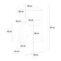 ensemble 4 tabourets table bois 60x60cm industriel bar cuisine mason 
