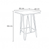 ensemble table bois 60x60cm 4 tabourets industriel cuisine bar mason noix 