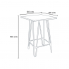 ensemble table bois 60x60cm 4 tabourets Lix industriel cuisine bar mason noix 