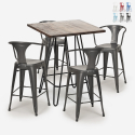 ensemble table bois 60x60cm 4 tabourets industriel cuisine bar mason noix Promotion