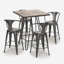 ensemble table bois 60x60cm 4 tabourets industriel cuisine bar mason noix Modèle