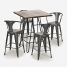 ensemble table bois 60x60cm 4 tabourets industriel cuisine bar mason noix Modèle