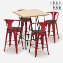 ensemble 4 tabourets table bois métal 60x60cm industriel mason wood Choix