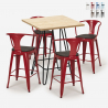 ensemble 4 tabourets table bois métal 60x60cm industriel mason wood Choix