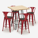 ensemble 4 tabourets table bois métal 60x60cm industriel mason wood 
