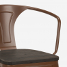 ensemble table bois métal 60x60cm 4 tabourets Lix industriel mason noix wood 