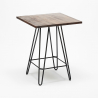 ensemble table bois métal 60x60cm 4 tabourets industriel mason noix wood 