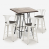 ensemble table bois métal 60x60cm 4 tabourets industriel mason noix wood Caractéristiques