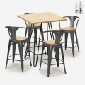 ensemble table haute 60x60cm 4 tabourets bar cuisine mason top light Promotion