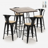ensemble table haute 60x60cm 4 tabourets bar cuisine mason noix top light Remises