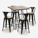 ensemble table haute 60x60cm 4 tabourets bar cuisine mason noix top light Caractéristiques