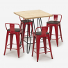 ensemble 4 tabourets style table haute bois métal 60x60cm industriel mason steel top Caractéristiques