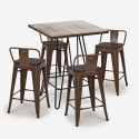 ensemble table bois métal 60x60cm 4 tabourets style Lix mason noix steel top Caractéristiques