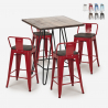 ensemble table bois métal 60x60cm 4 tabourets style mason noix steel top Choix