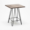 ensemble table bois métal 60x60cm 4 tabourets style mason noix steel top 