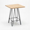 ensemble table 60x60cm 4 tabourets style bar industriel mason steel top light 