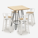 ensemble table 60x60cm 4 tabourets style bar industriel mason steel top light Caractéristiques