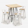 ensemble table 60x60cm 4 tabourets style bar industriel mason steel top light Caractéristiques