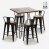 ensemble 4 tabourets style table 60x60cm industriel mason noix steel top light Remises