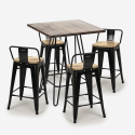 ensemble 4 tabourets style table 60x60cm industriel mason noix steel top light Caractéristiques