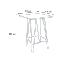 ensemble 4 tabourets style Lix table 60x60cm industriel mason noix steel top light 