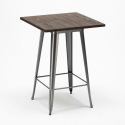 ensemble table haute bois 60x60cm 4 tabourets Lix industriel métal bruck 
