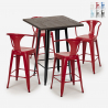 ensemble 4 tabourets métal table haute bois 60x60cm bruck black Catalogue