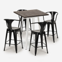 ensemble 4 tabourets table haute bois métal 60x60cm bar bruck white Achat