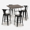 ensemble 4 tabourets table haute bois métal 60x60cm bar bruck white Achat