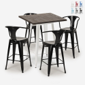 ensemble 4 tabourets table haute bois métal 60x60cm bar bruck white Réductions