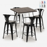 ensemble 4 tabourets table haute bois métal 60x60cm bar bruck white Réductions