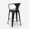 ensemble 4 tabourets table haute bois métal 60x60cm bar bruck white 