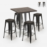 ensemble table haute 60x60cm 4 tabourets Lix bois industriel bar bent Vente