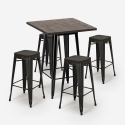ensemble bar 4 tabourets Lix bois industriel table haute 60x60cm bent black Remises